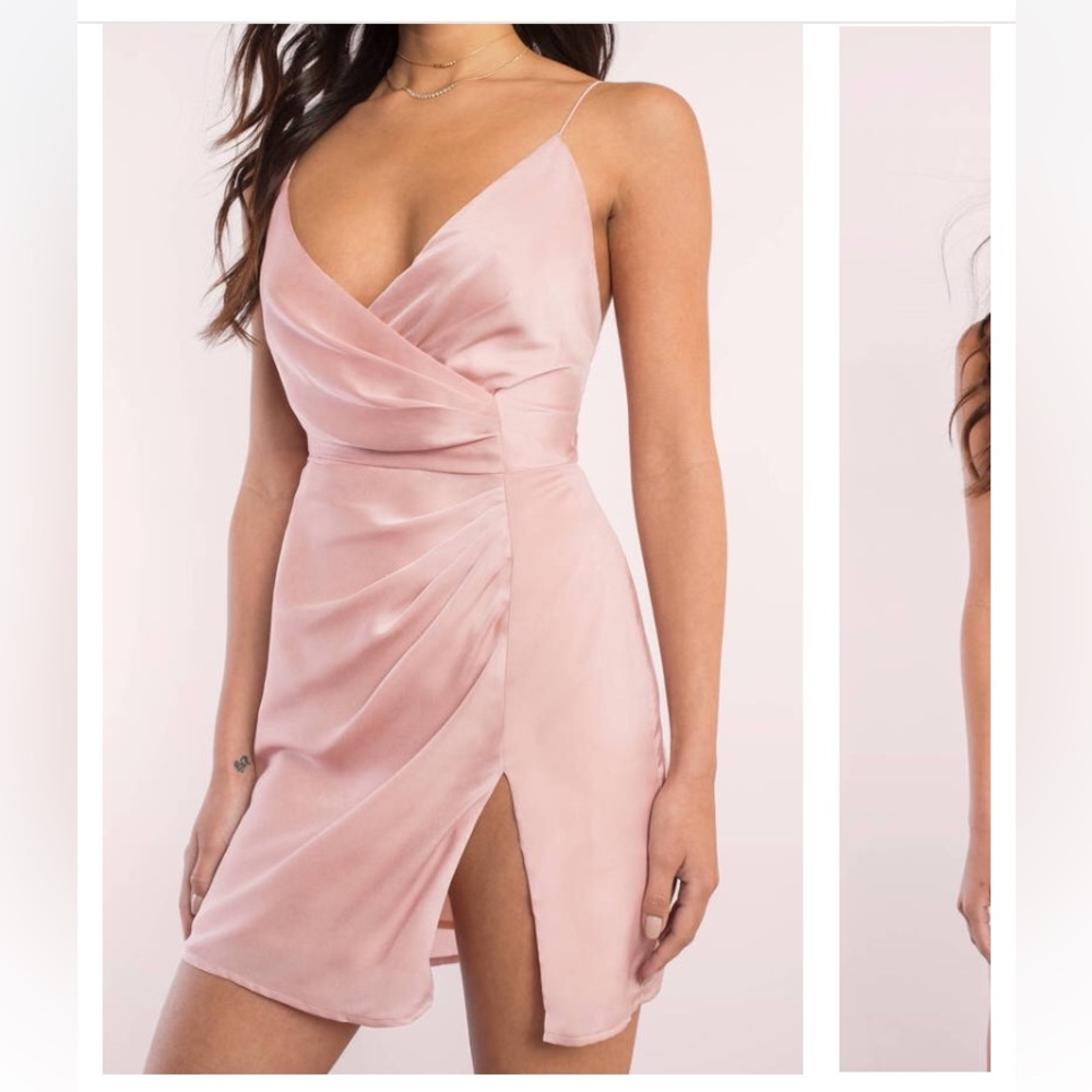 TOBI Krish Satin Wrap Dress - BLUSH